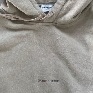 SAINT LAURENT Paris taupe mini logo hoodie